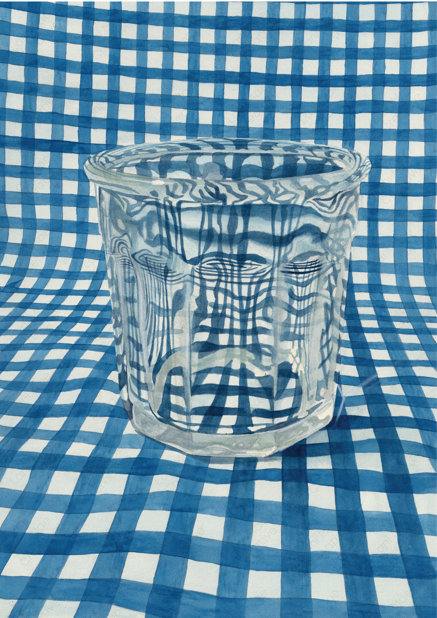 Glass on Gingham Fine Art Print