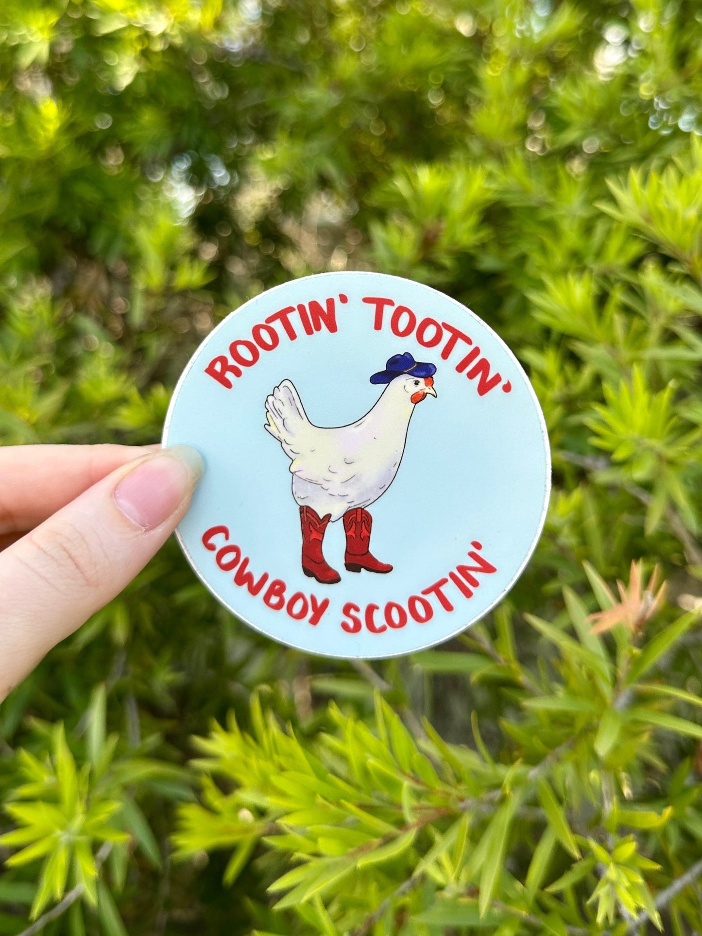 Cowboy chicken vinyl sticker